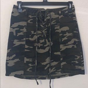 Camo Lace-Up Mini Skirt